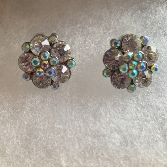Glass Cluster Crystal Party Cocktail Earrings - Picture 4 of 10